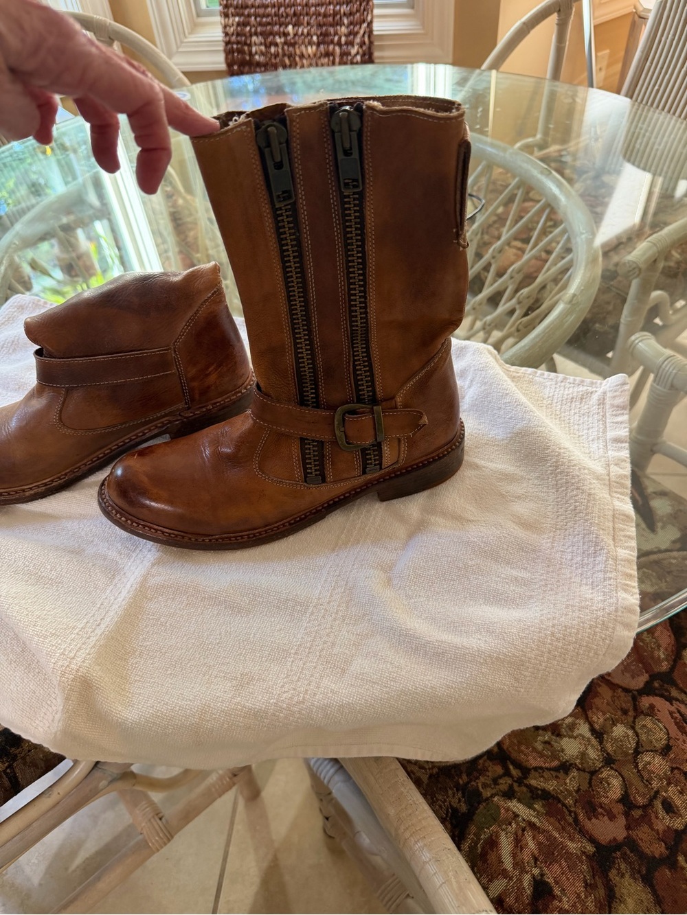 Bed|Stu Brown Leather Combat Moto Boots - Picture 4 of 6